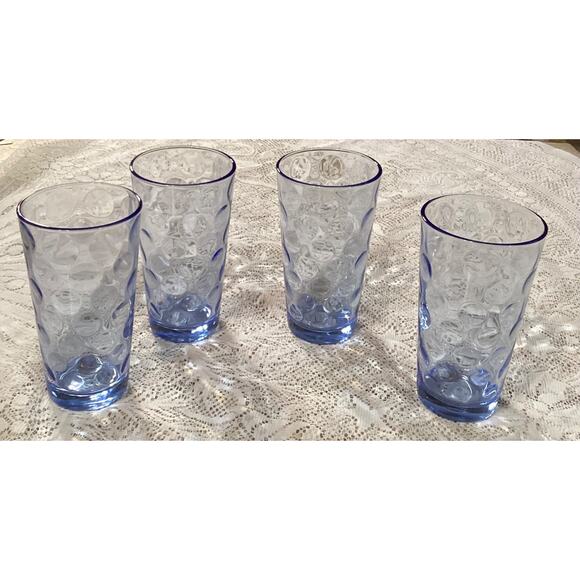 4 BLUE Pasabahce Cirque Bubble Iced Tea 6" tall 16 oz Drinking Glasses - Picture 1 of 9